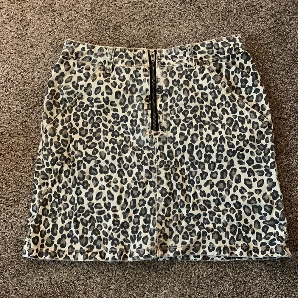 Leopard Denim Skirt